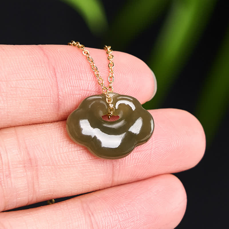 EverestArtstudios Jade Auspicious Cloud Lock Luck Vintage Pendant Necklace