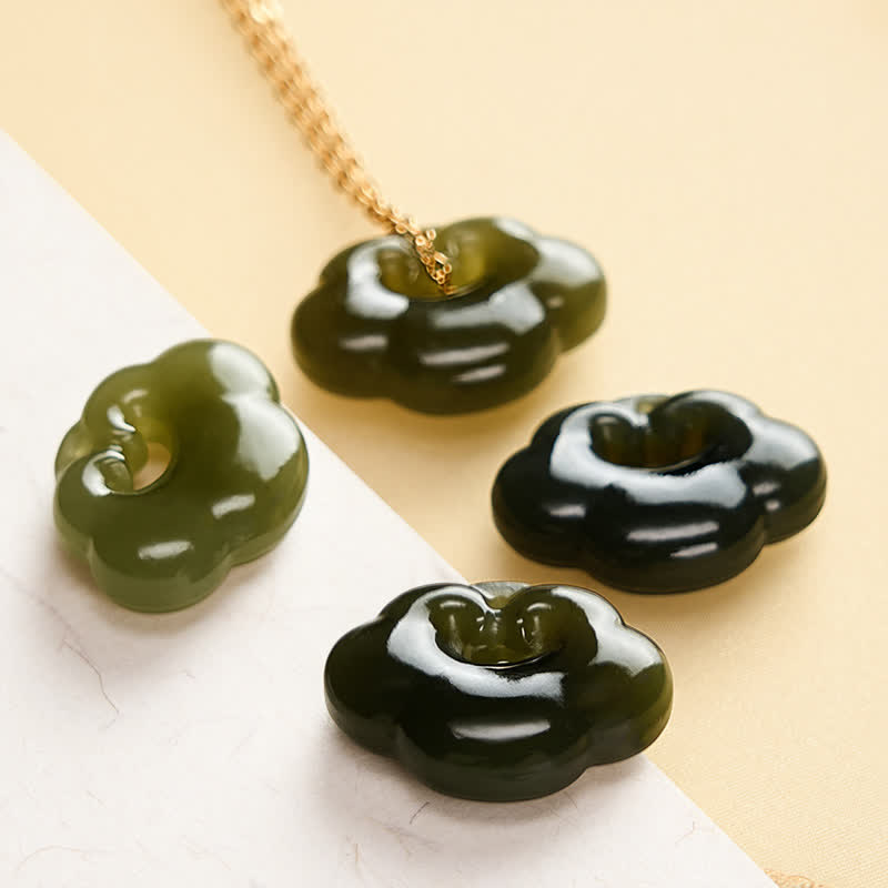 EverestArtstudios Jade Auspicious Cloud Lock Luck Vintage Pendant Necklace