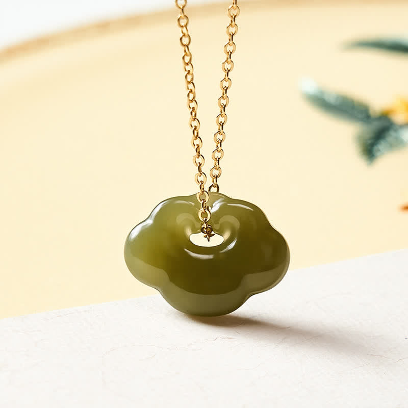 EverestArtstudios Jade Auspicious Cloud Lock Luck Vintage Pendant Necklace