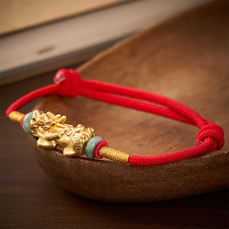 Buddha Stones Copper Pi Xiu Wealth Red String Bracelet