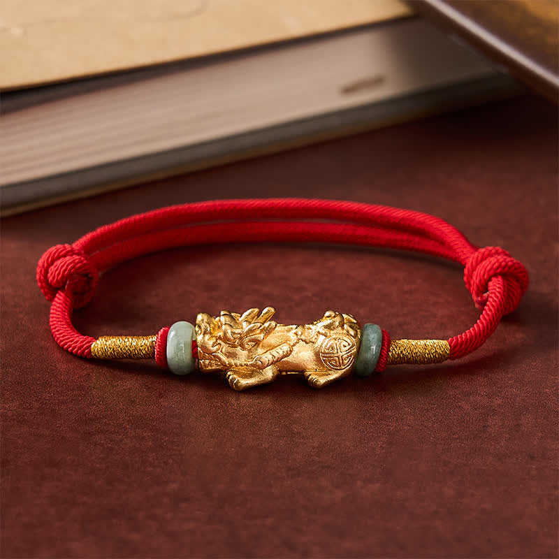 Buddha Stones Copper Pi Xiu Wealth Red String Bracelet