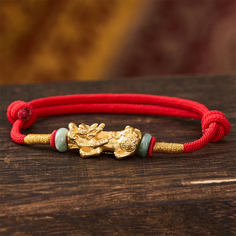Buddha Stones Copper Pi Xiu Wealth Red String Bracelet