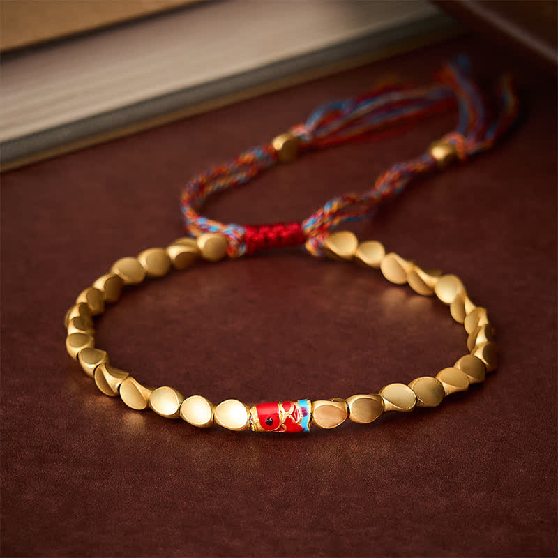 Buddha Stones Copper Koi Fish Success Vintage Ethnic Bracelet