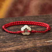 Buddha Stones Hetian Jade Plum Bossom Luck Red String Bracelet