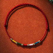 Buddha Stones Hand Woven Colorful Red String Protection Tibetan Adjustable Bracelet