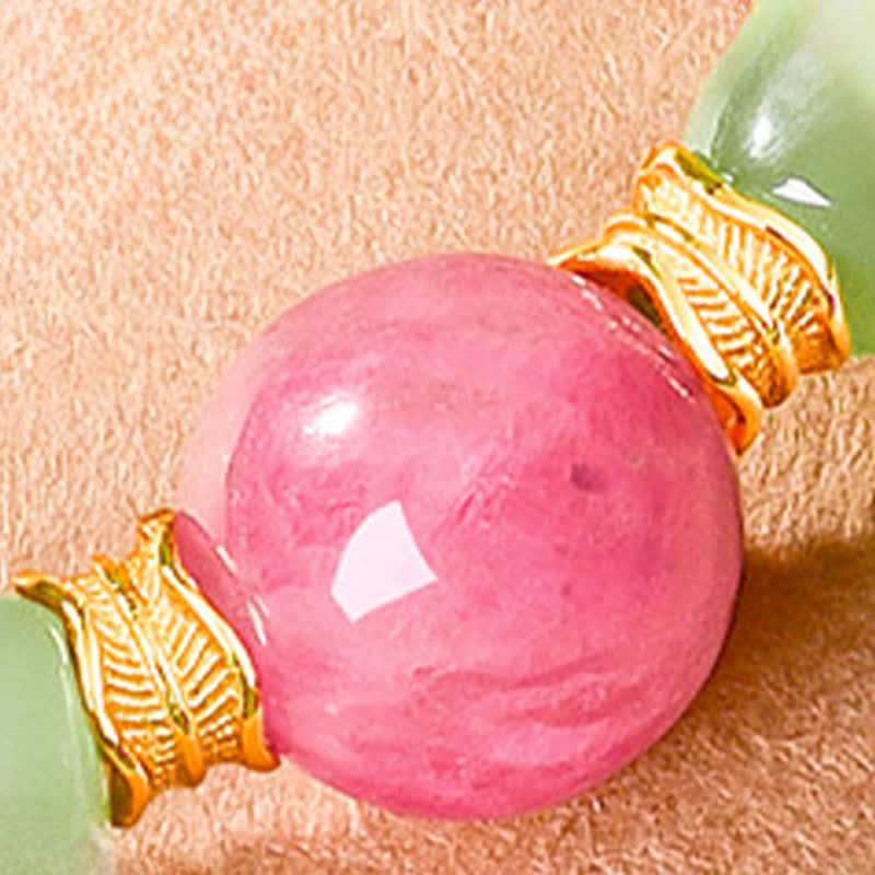EverestArtstudios Jade Luck Round Bead Rhodonite Bracelet