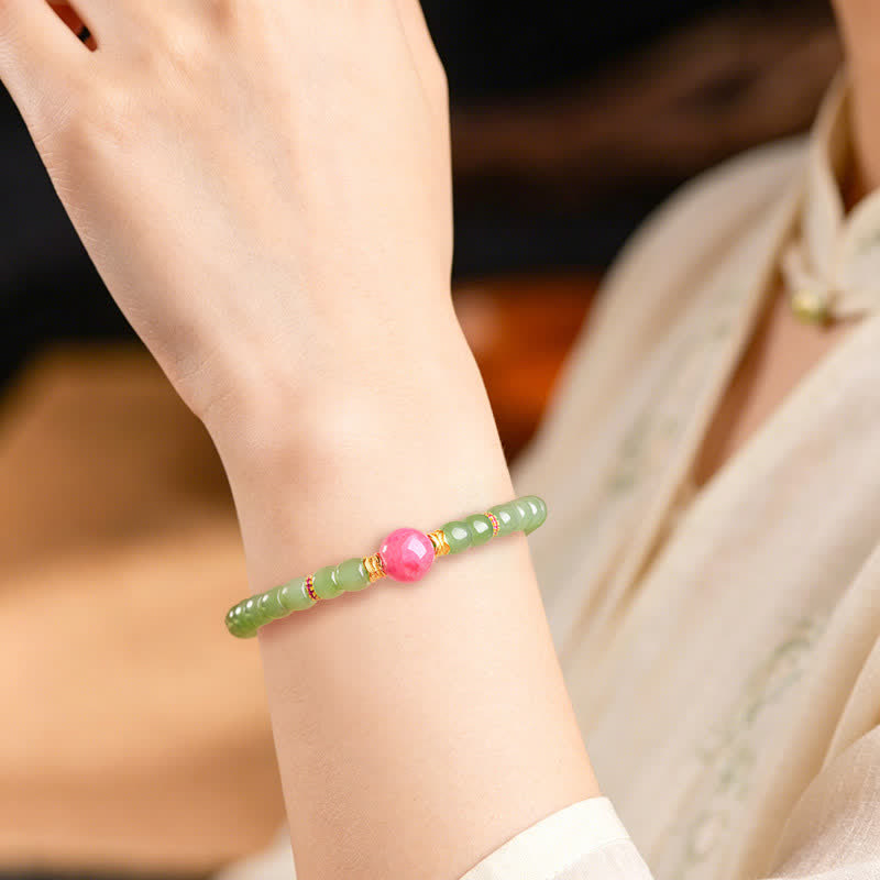 EverestArtstudios Jade Luck Round Bead Rhodonite Bracelet