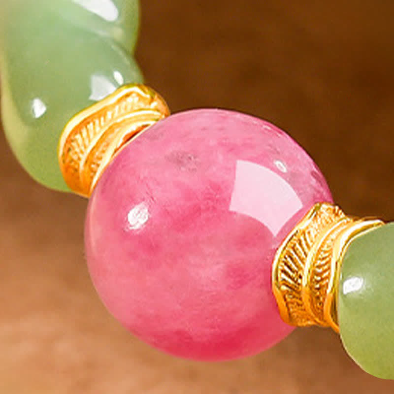 EverestArtstudios Jade Luck Round Bead Rhodonite Bracelet