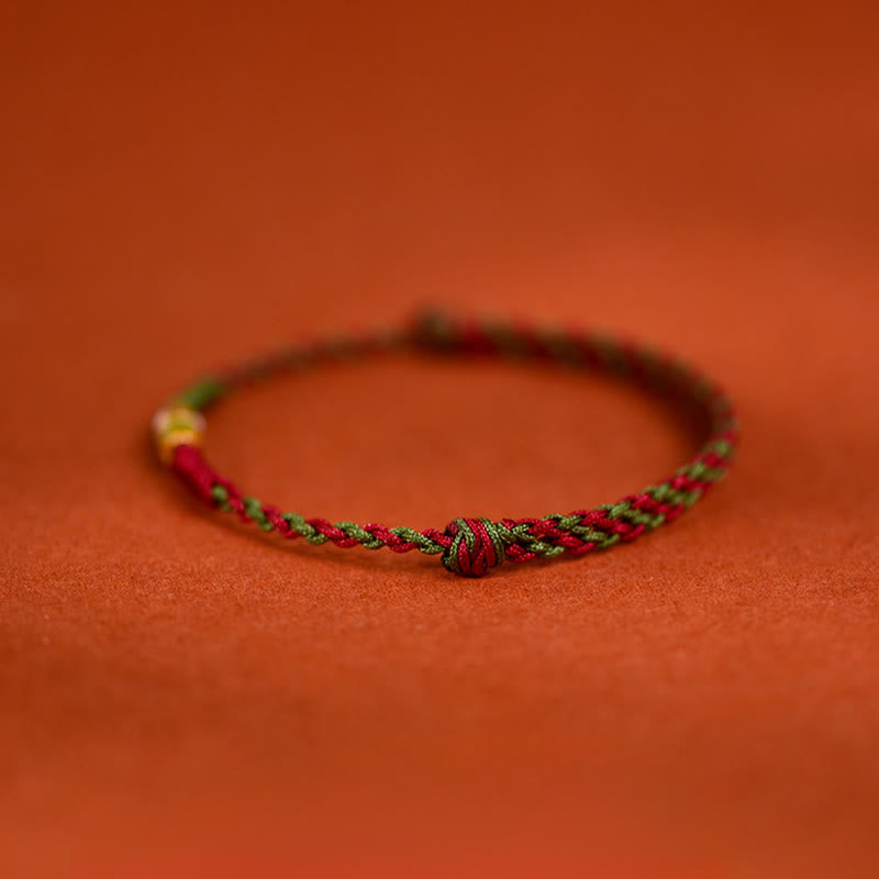 Buddha Stones 999 Gold Braided Colorful Red Green String Koi Fish Luck Bracelet Anklet