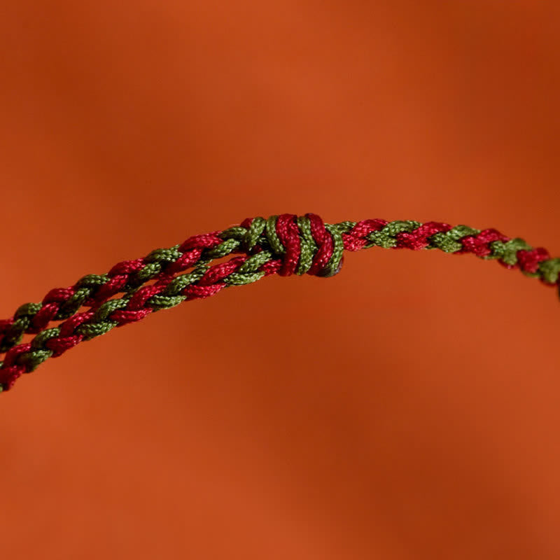 Buddha Stones 999 Gold Braided Colorful Red Green String Koi Fish Luck Bracelet Anklet