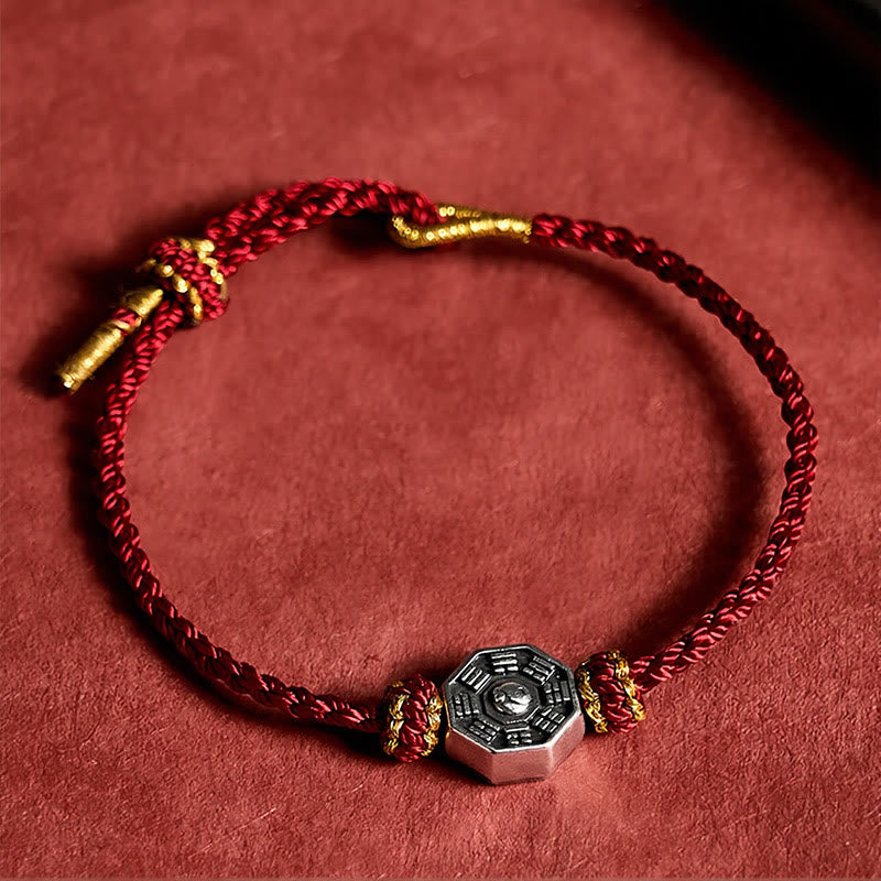 Buddha Stones Hand-Woven Red String Bagua Protection Adjustable Bracelet