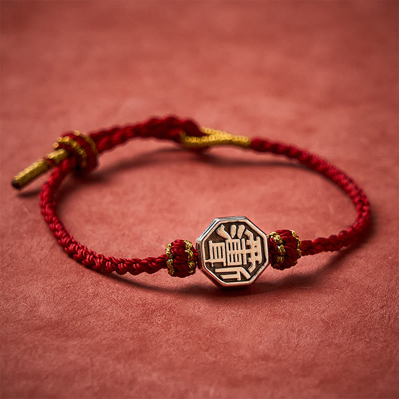 Buddha Stones Hand-Woven Red String Bagua Protection Adjustable Bracelet