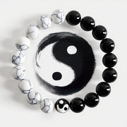 EverestArtStudios Liuli Glass Bead Yin Yang Balance Round Bead Bracelet