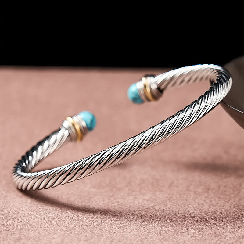 EverestArtStudios Copper Turquoise Black Onyx Spiral Growth Open Cuff Bracelet