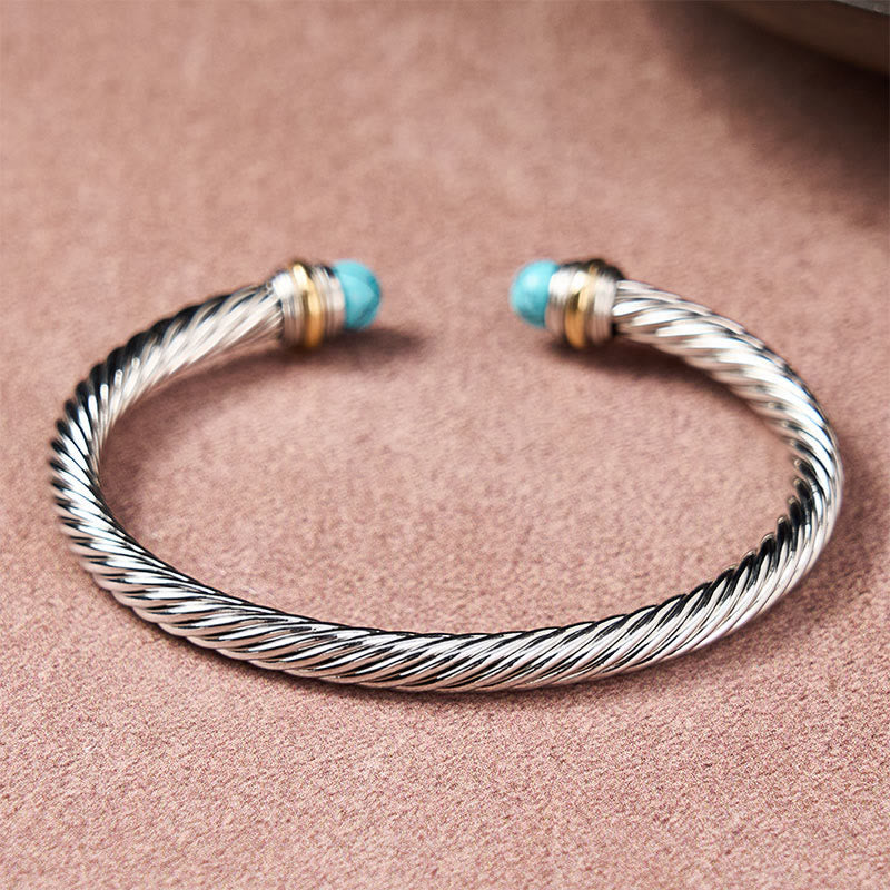 EverestArtStudios Copper Turquoise Black Onyx Spiral Growth Open Cuff Bracelet