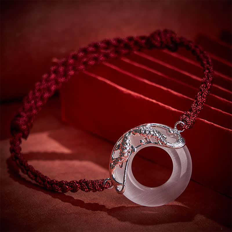 EverestArtstudios White Jade Koi Fish Wealth Red String Bracelet