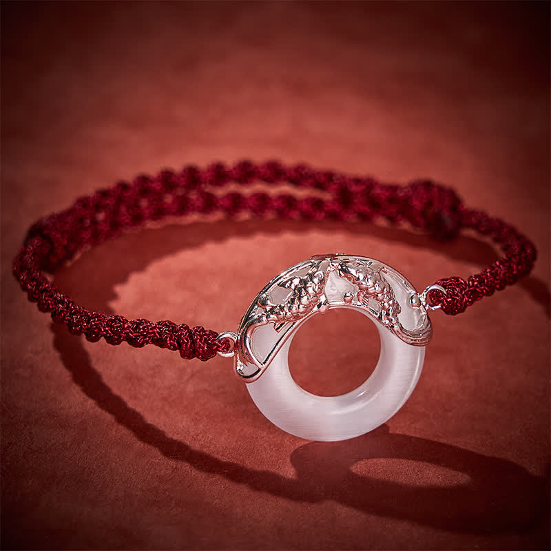 Buddha Stones White Jade Koi Fish Wealth Red String Bracelet