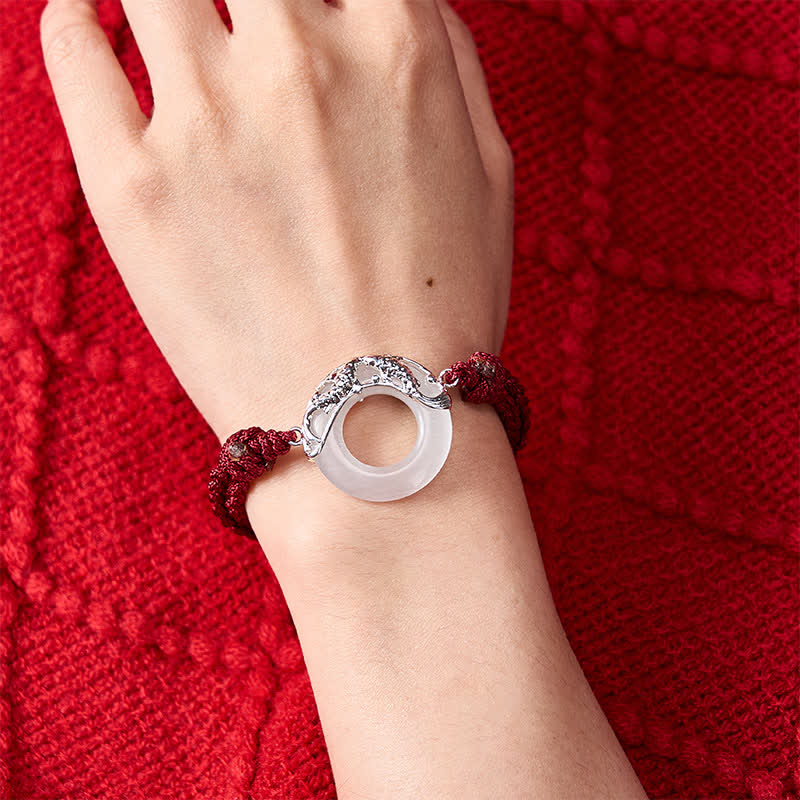 EverestArtstudios White Jade Koi Fish Wealth Red String Bracelet