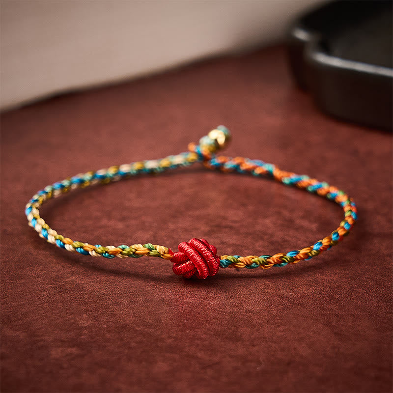 Buddha Stones Hand-Woven Colorful Red String Protection Bracelet