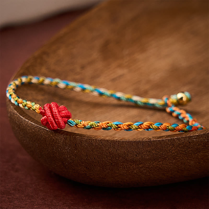 Buddha Stones Hand-Woven Colorful Red String Protection Bracelet