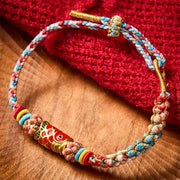 Buddha Stones Hand-Woven Peach Blossom Koi Fish Success Rope Bracelet