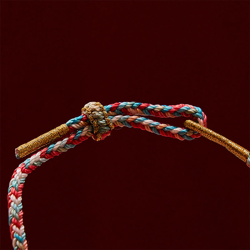Buddha Stones Hand-Woven Peach Blossom Koi Fish Success Rope Bracelet