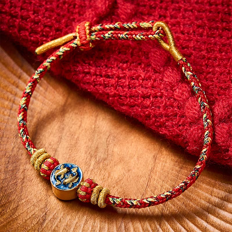 EverestArtstudios Hand-Woven String Double Golden Koi Fish Strength Rope Bracelet