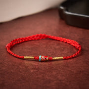 Buddha Stones Hand-Woven Red String Luck Koi Fish Adjustable Copper Charm Bracelet