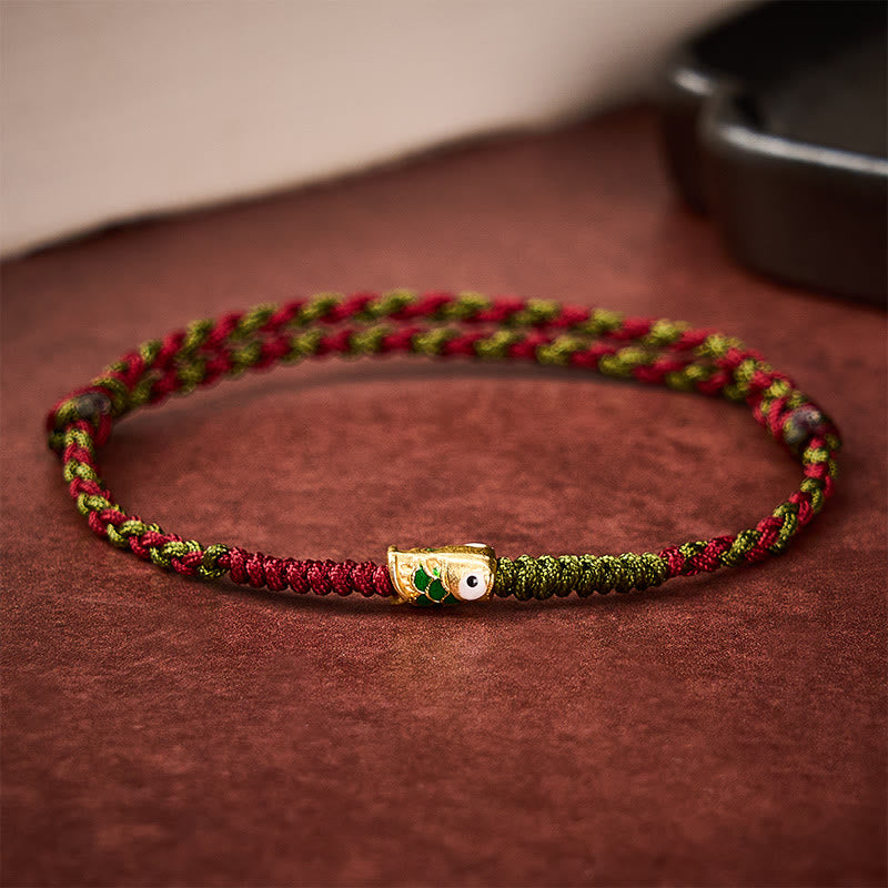 Buddha Stones Braided Colorful Red Green String Koi Fish Luck Bracelet Anklet