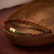 Buddha Stones Braided Colorful Red Green String Koi Fish Luck Bracelet Anklet