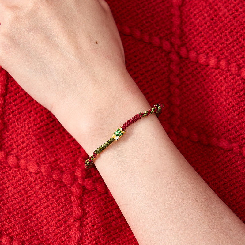 Buddha Stones Braided Colorful Red Green String Koi Fish Luck Bracelet Anklet