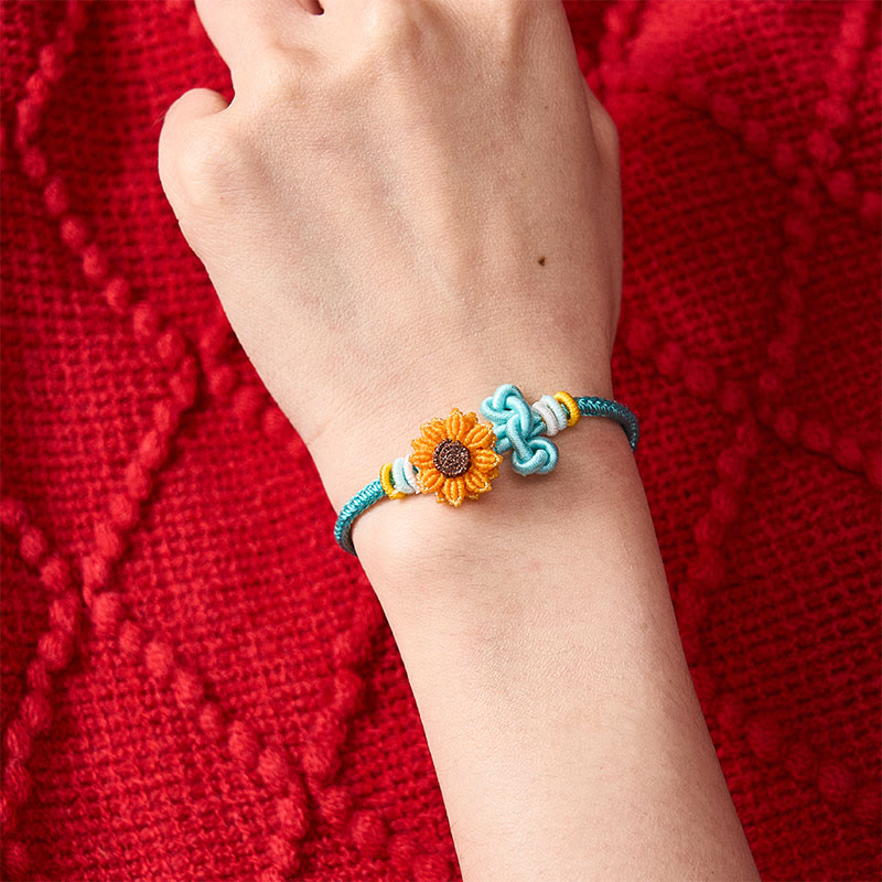 Buddha Stones Hand-Woven Red String Sunflower Luck Bracelet