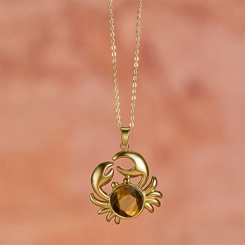 Buddha Stones Gold Plated Amethyst Crab  Inner Peace Necklace