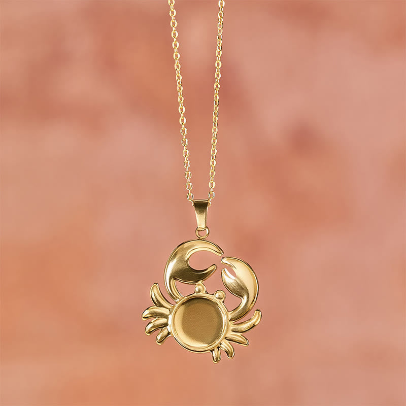 Buddha Stones Gold Plated Amethyst Crab  Inner Peace Necklace