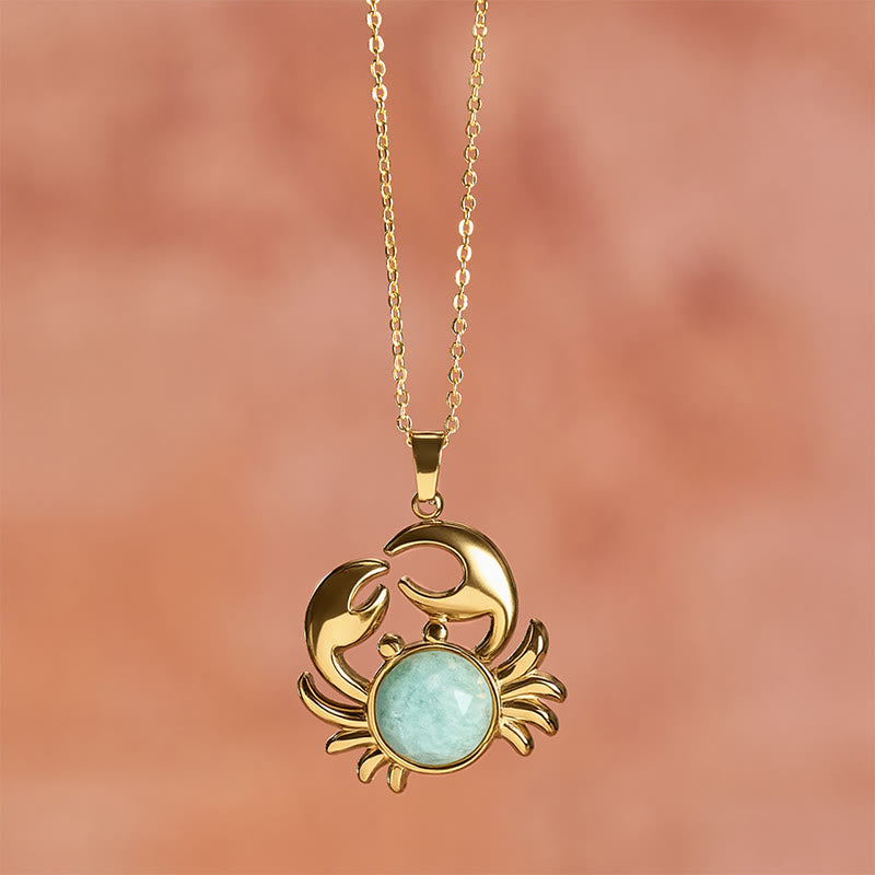 Buddha Stones Gold Plated Amethyst Crab  Inner Peace Necklace