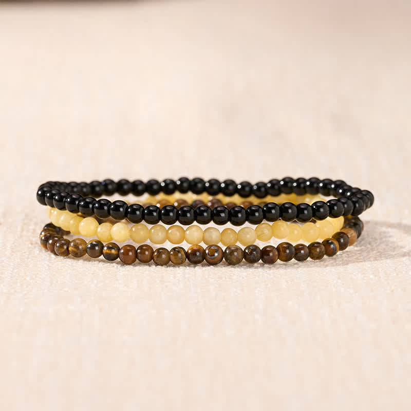 Buddha Stones 3pcs "Manifest Living Abundance" Topaz Clarity Bracelet Includes Gift Message Card
