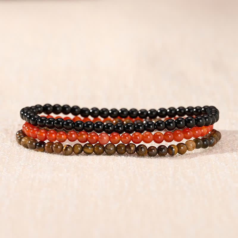 Buddha Stones 3pcs "Ignite Your Vital Current" Red Agate Purification Bracelet Includes Gift Message Card