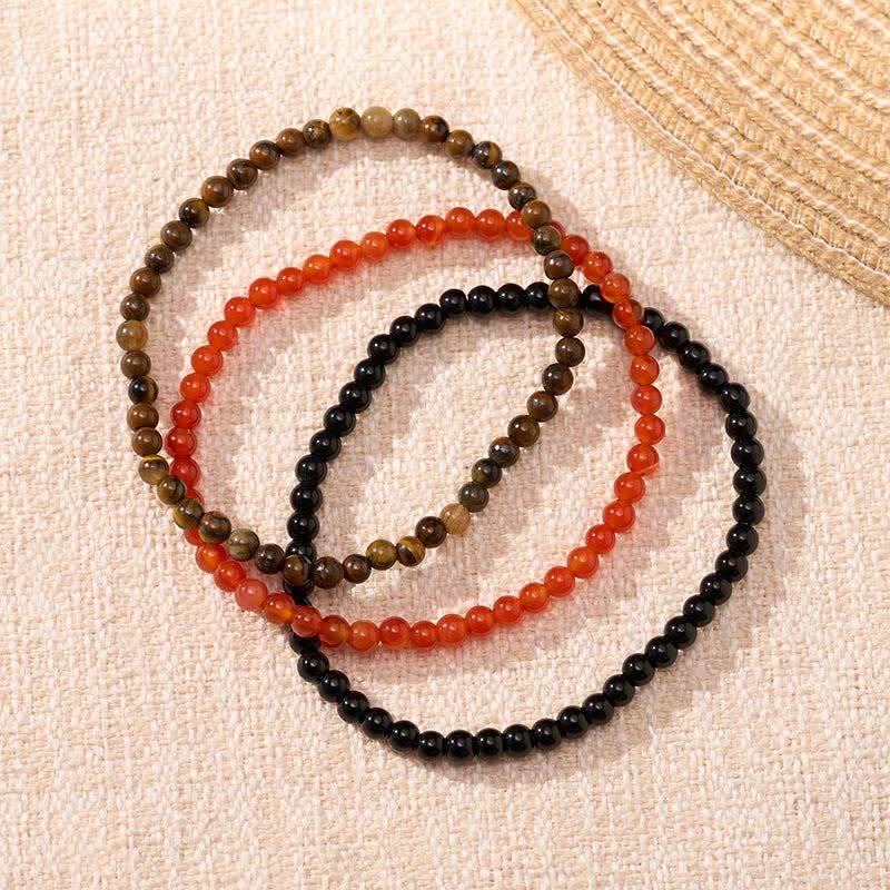 Buddha Stones 3pcs "Ignite Your Vital Current" Red Agate Purification Bracelet Includes Gift Message Card