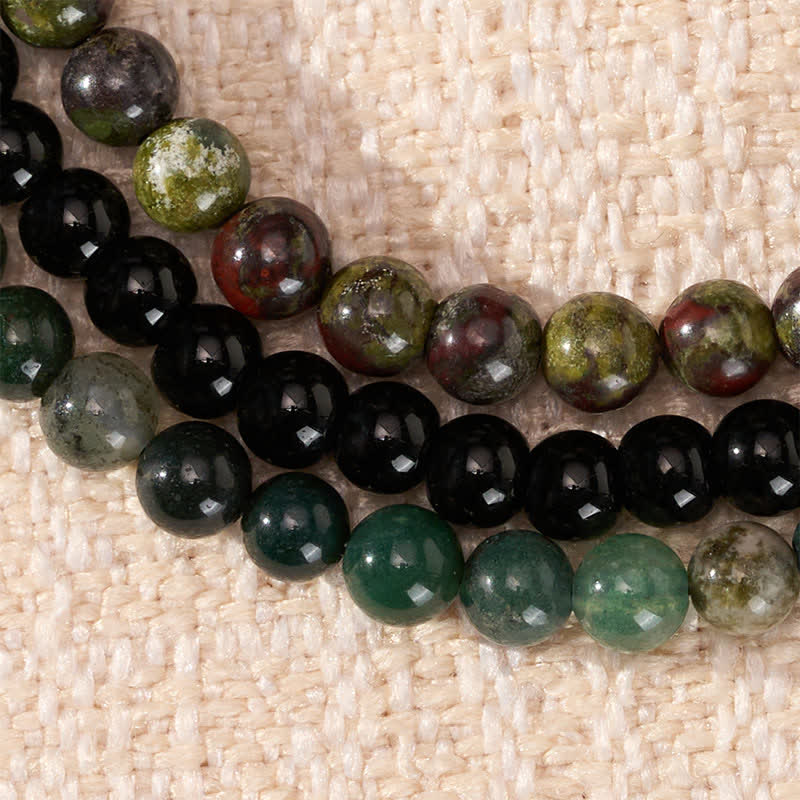 Buddha Stones 3pcs "Reclaim Your Vital Energy" Indian Agate Transformation Bracelet Includes Gift Message Card
