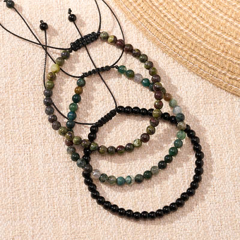 Buddha Stones 3pcs "Reclaim Your Vital Energy" Indian Agate Transformation Bracelet Includes Gift Message Card