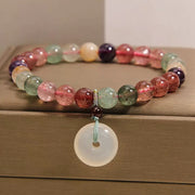 Buddha Stones Strawberry Quartz Chalcedony Peace Buckle Love Bracelet
