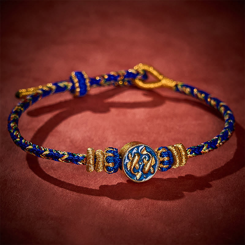 EverestArtstudios Hand-Woven String Double Golden Koi Fish Strength Rope Bracelet