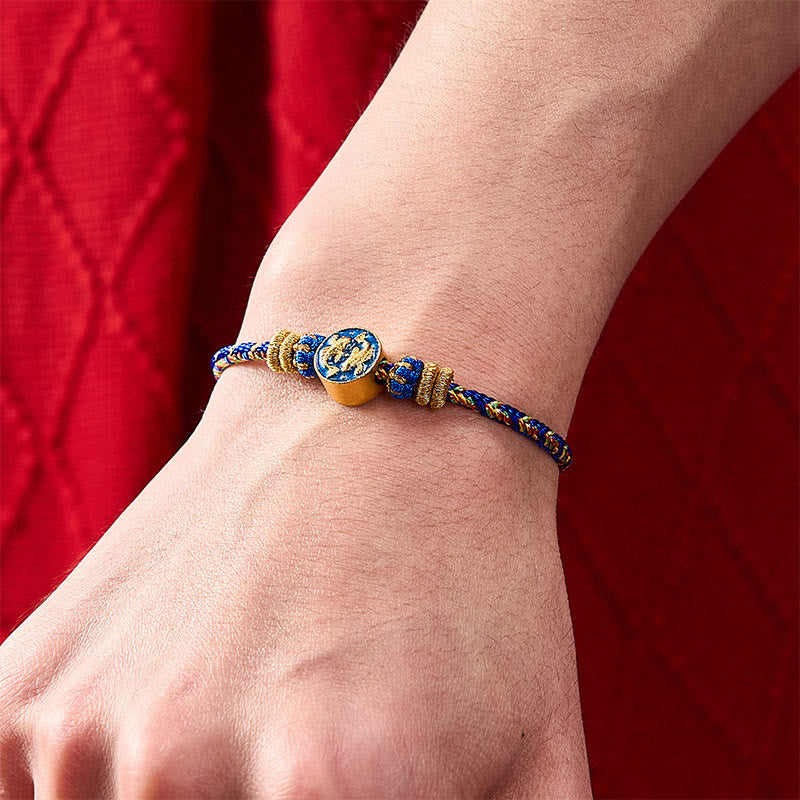 EverestArtstudios Hand-Woven String Double Golden Koi Fish Strength Rope Bracelet