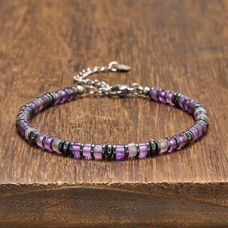 Buddha Stones Natural Lapis Lazuli Amethyst Frosted Stone Protective Bead Bracelet