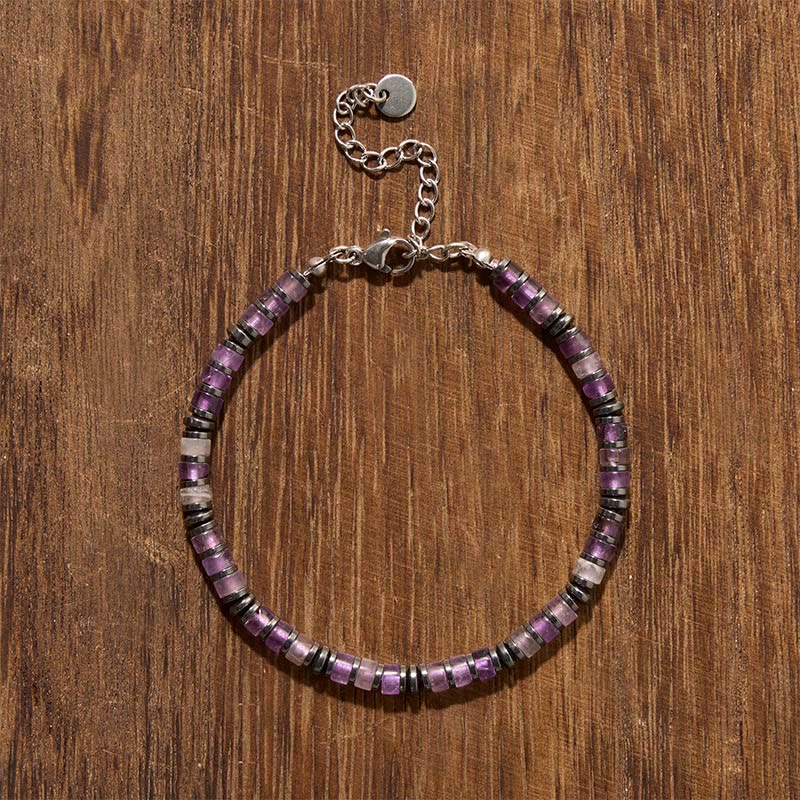 Buddha Stones Natural Lapis Lazuli Amethyst Frosted Stone Protective Bead Bracelet