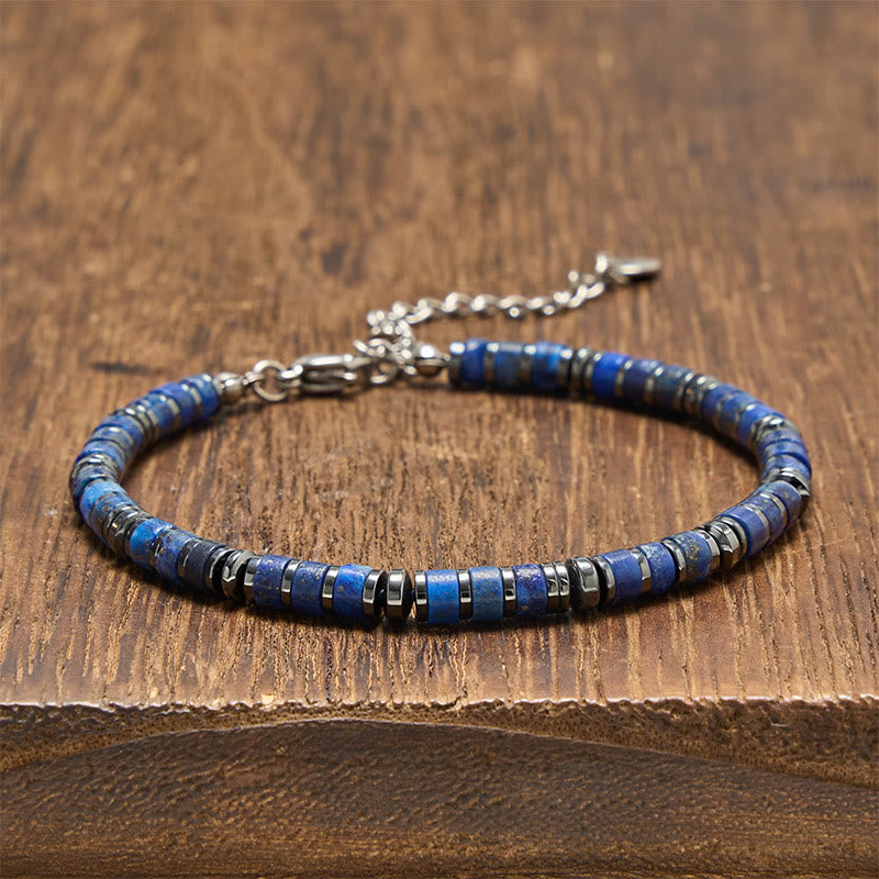 Buddha Stones Natural Lapis Lazuli Amethyst Frosted Stone Protective Bead Bracelet