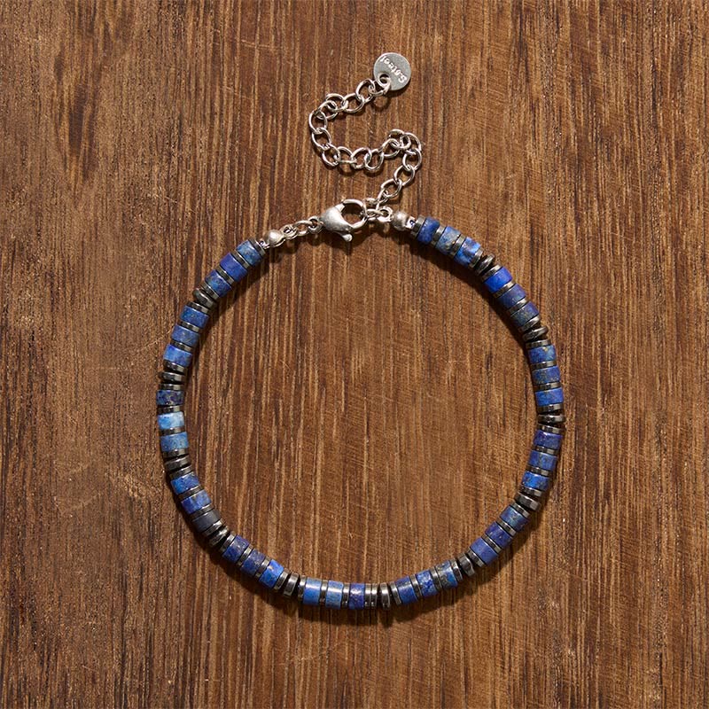 Buddha Stones Natural Lapis Lazuli Amethyst Frosted Stone Protective Bead Bracelet