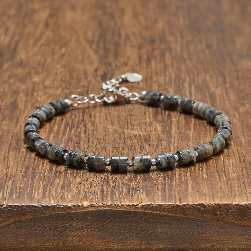 Buddha Stones Amethyst Tiger's Eye Rose Quartz Blue Spot Jasper Black Obsidian Calm Flat Bead Bracelet