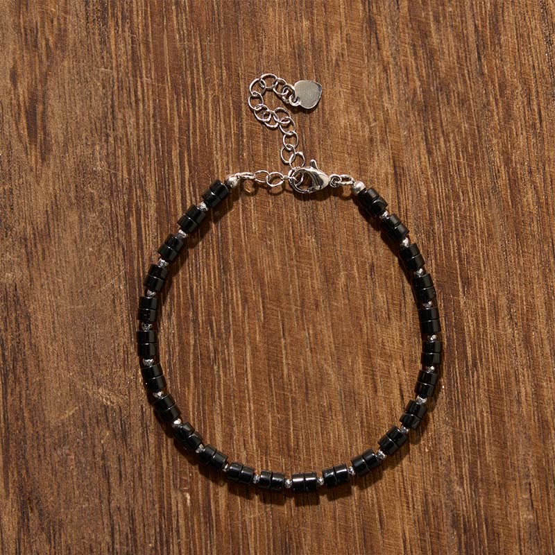 Buddha Stones Amethyst Tiger's Eye Rose Quartz Blue Spot Jasper Black Obsidian Calm Flat Bead Bracelet