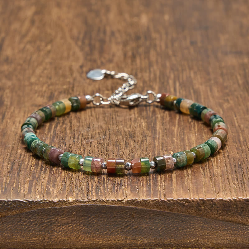 Buddha Stones Amethyst Tiger's Eye Rose Quartz Blue Spot Jasper Black Obsidian Calm Flat Bead Bracelet